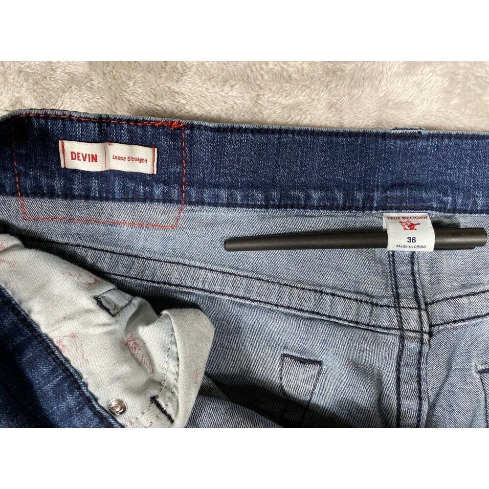 True Religion Devin Loose Straight Jeans Men’s Size 36X26 Medium Wash - Picture 9 of 14